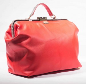 traditional leather weekender gladstone bag - rochelle red - side view