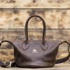 Brown leather bucket top handle bag with adjustable shoulder strap - Image 3
