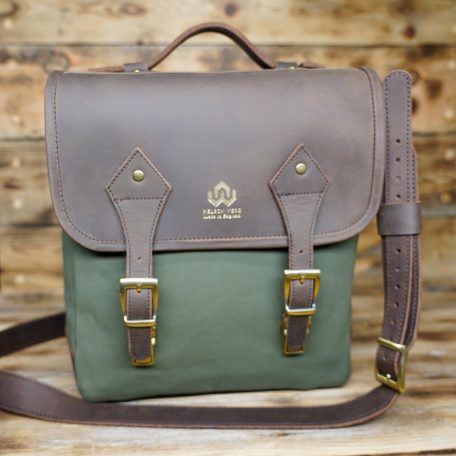 Land Rover inspired canvas and leather messenger bag