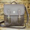 leather satchel messenger bag - racing green - Image 3