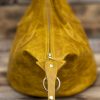 Yellow  leather bucket top handle bag with adjustable shoulder strap - Image 3