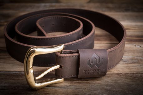 Handcrafted stitched  double cow hide belt