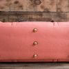 'Niki' leather tote in Coral Pink , British Racing Green flap and Brown adjustable top handles (pre-order only) - Image 3