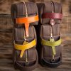 Travel wash bag- brown with contrast handle. - Image 4