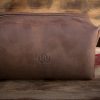Travel wash bag- brown with contrast handle. - Image 9