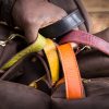 Handmade leather bags in hand