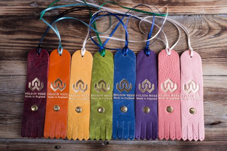 Group of coloured leather tags
