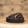 Brown leather cowhide 5mm thick belt embossed with elephant print - Image 6