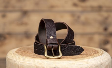 Brown leather cowhide 5mm thick belt embossed with elephant print