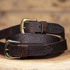 Brown leather cowhide 5mm thick belt embossed with elephant print - Image 5
