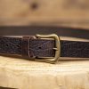Brown leather cowhide 5mm thick belt embossed with elephant print - Image 3