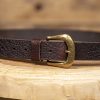 Brown leather cowhide 5mm thick belt embossed with elephant print - Image 2